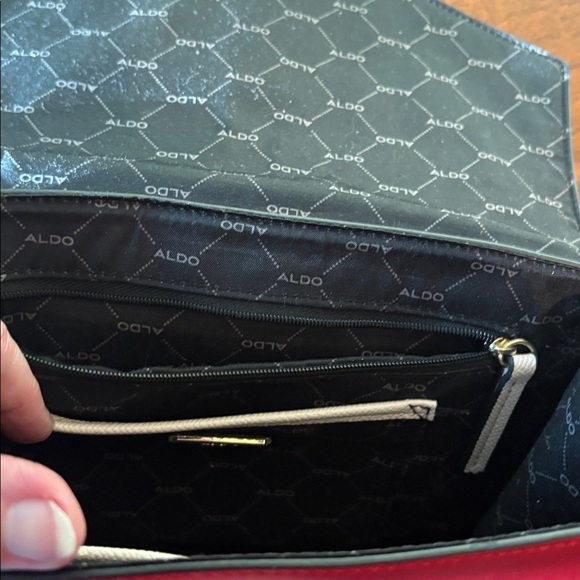 Aldo Color block satchel shoulder/cross body bag vegan leather red white black - Picture 15 of 16